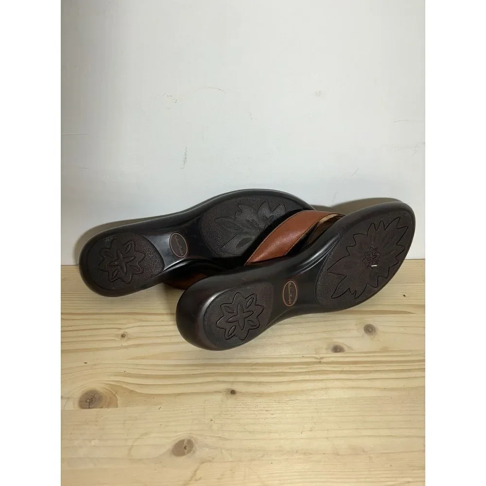 Madison Comfort Brown‎ Leather Wedge Sandals Womans Size 8.5 U7